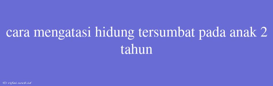 Cara Mengatasi Hidung Tersumbat Pada Anak 2 Tahun