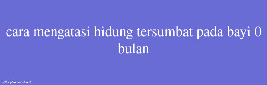 Cara Mengatasi Hidung Tersumbat Pada Bayi 0 Bulan