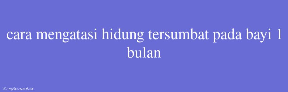 Cara Mengatasi Hidung Tersumbat Pada Bayi 1 Bulan