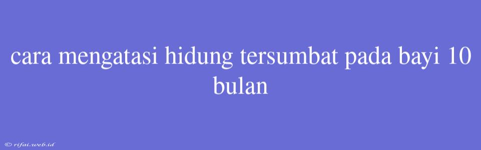 Cara Mengatasi Hidung Tersumbat Pada Bayi 10 Bulan