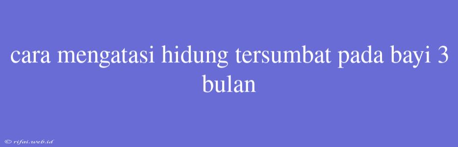 Cara Mengatasi Hidung Tersumbat Pada Bayi 3 Bulan