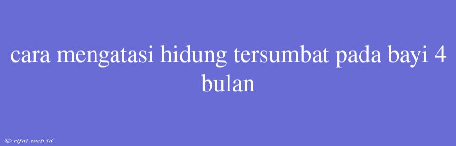 Cara Mengatasi Hidung Tersumbat Pada Bayi 4 Bulan