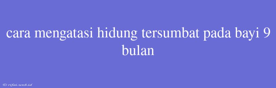 Cara Mengatasi Hidung Tersumbat Pada Bayi 9 Bulan