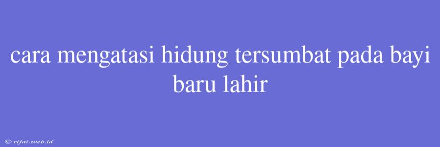 Cara Mengatasi Hidung Tersumbat Pada Bayi Baru Lahir