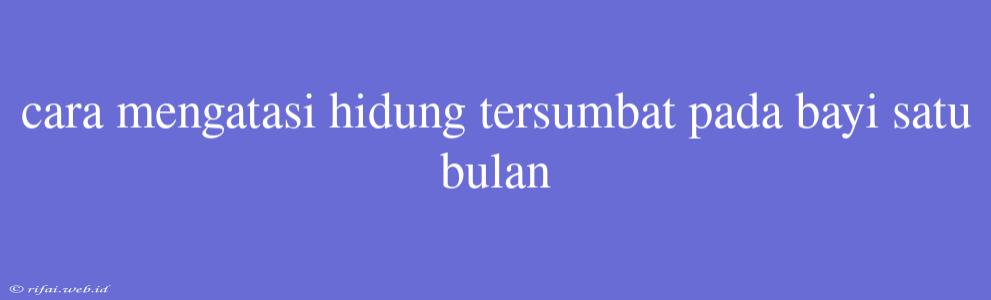 Cara Mengatasi Hidung Tersumbat Pada Bayi Satu Bulan