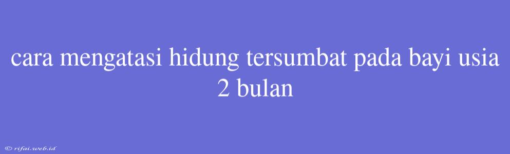 Cara Mengatasi Hidung Tersumbat Pada Bayi Usia 2 Bulan