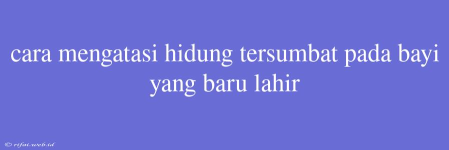 Cara Mengatasi Hidung Tersumbat Pada Bayi Yang Baru Lahir