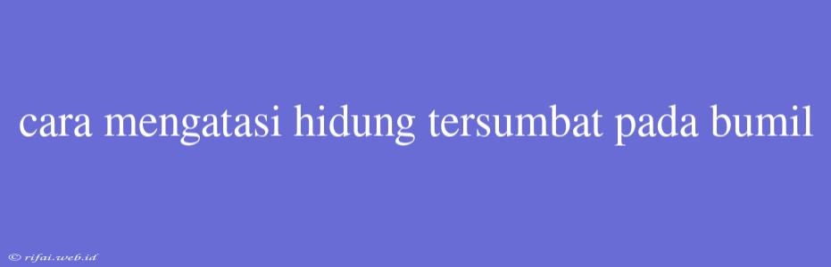 Cara Mengatasi Hidung Tersumbat Pada Bumil