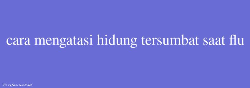 Cara Mengatasi Hidung Tersumbat Saat Flu