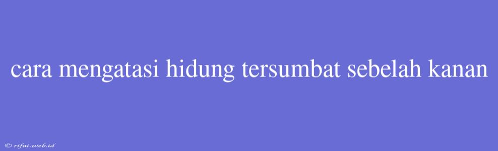 Cara Mengatasi Hidung Tersumbat Sebelah Kanan