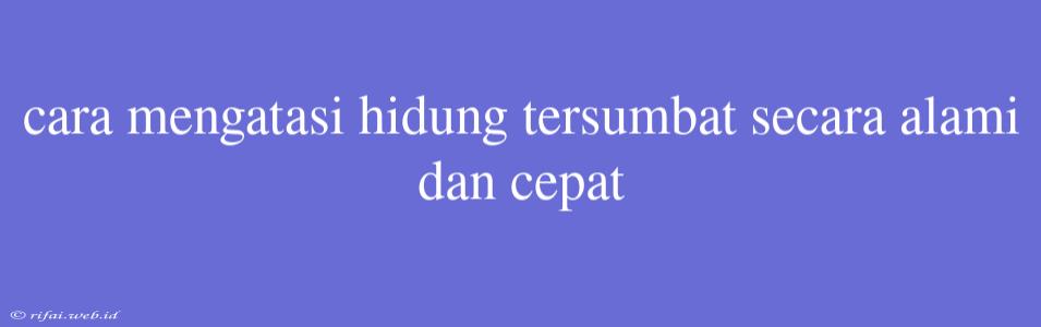 Cara Mengatasi Hidung Tersumbat Secara Alami Dan Cepat