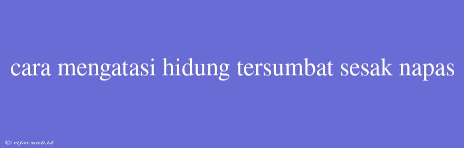 Cara Mengatasi Hidung Tersumbat Sesak Napas