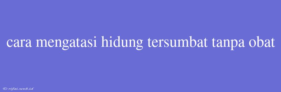 Cara Mengatasi Hidung Tersumbat Tanpa Obat