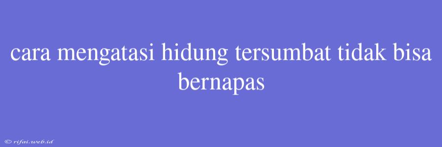 Cara Mengatasi Hidung Tersumbat Tidak Bisa Bernapas