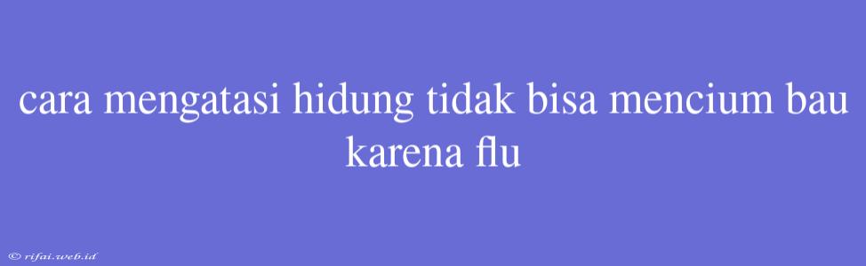 Cara Mengatasi Hidung Tidak Bisa Mencium Bau Karena Flu