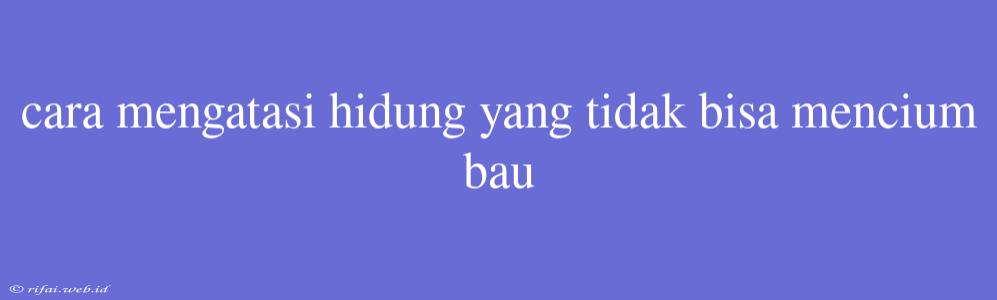 Cara Mengatasi Hidung Yang Tidak Bisa Mencium Bau