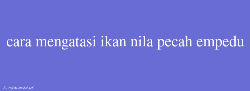 Cara Mengatasi Ikan Nila Pecah Empedu