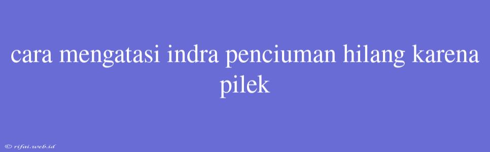 Cara Mengatasi Indra Penciuman Hilang Karena Pilek