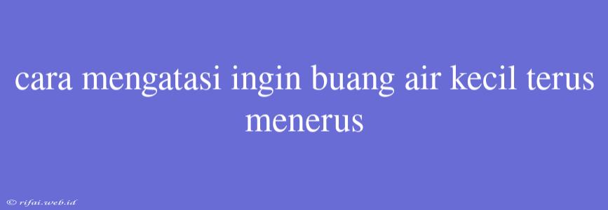 Cara Mengatasi Ingin Buang Air Kecil Terus Menerus