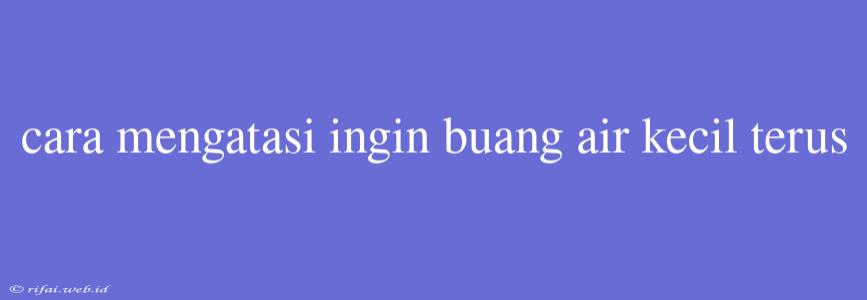 Cara Mengatasi Ingin Buang Air Kecil Terus