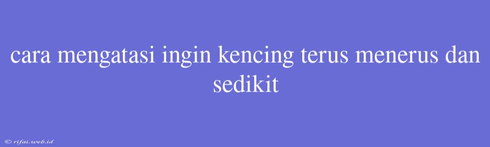 Cara Mengatasi Ingin Kencing Terus Menerus Dan Sedikit