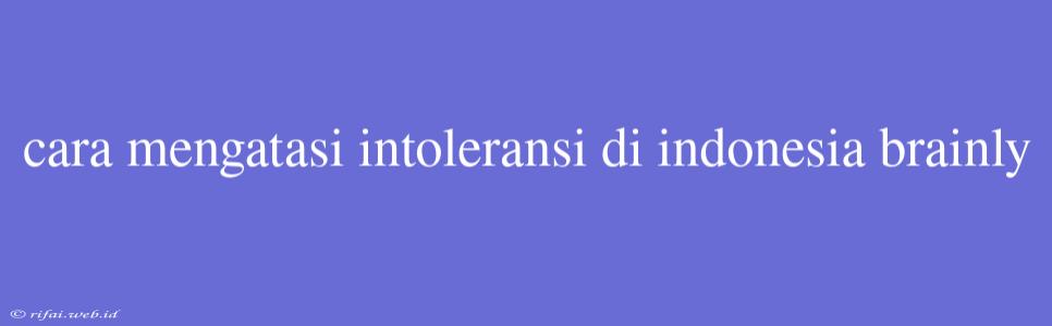 Cara Mengatasi Intoleransi Di Indonesia Brainly