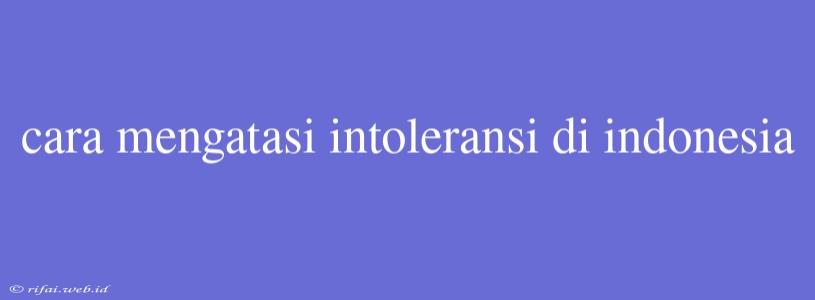 Cara Mengatasi Intoleransi Di Indonesia