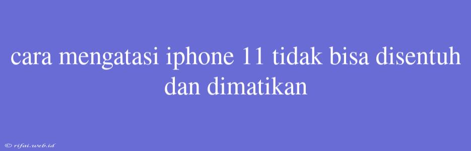 Cara Mengatasi Iphone 11 Tidak Bisa Disentuh Dan Dimatikan