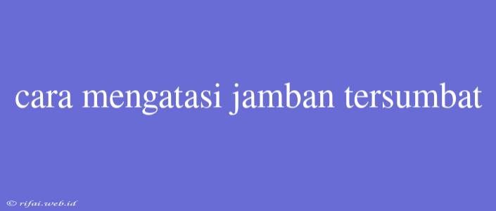 Cara Mengatasi Jamban Tersumbat