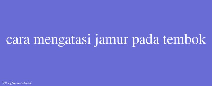 Cara Mengatasi Jamur Pada Tembok