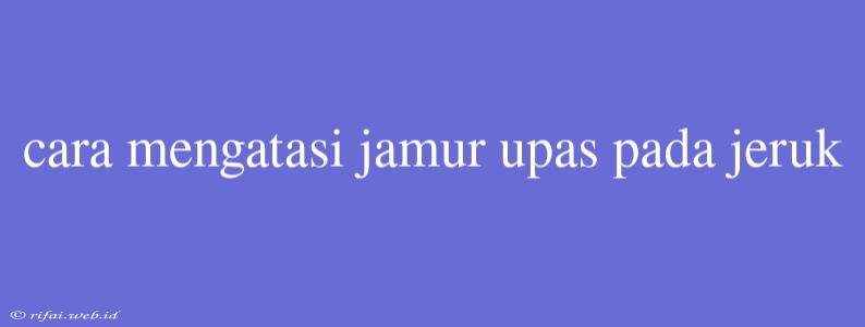 Cara Mengatasi Jamur Upas Pada Jeruk