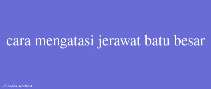 Cara Mengatasi Jerawat Batu Besar