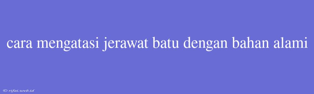 Cara Mengatasi Jerawat Batu Dengan Bahan Alami