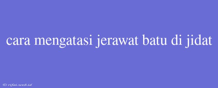 Cara Mengatasi Jerawat Batu Di Jidat