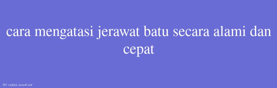 Cara Mengatasi Jerawat Batu Secara Alami Dan Cepat