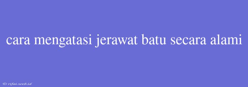 Cara Mengatasi Jerawat Batu Secara Alami