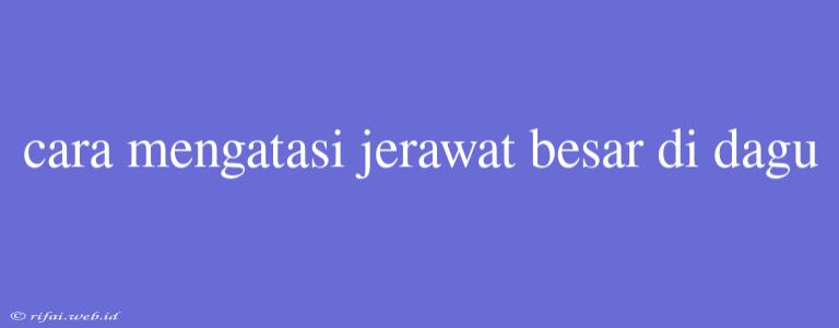 Cara Mengatasi Jerawat Besar Di Dagu