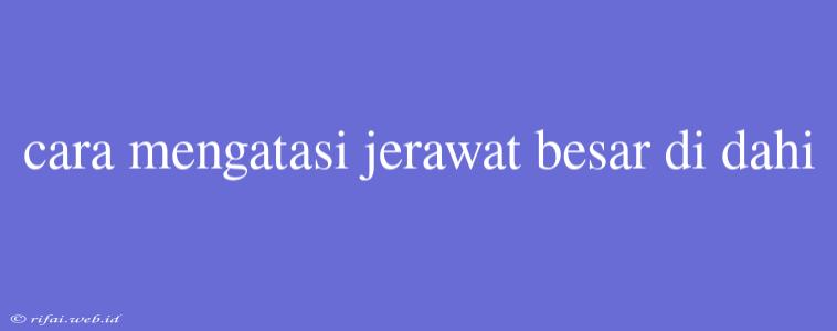 Cara Mengatasi Jerawat Besar Di Dahi