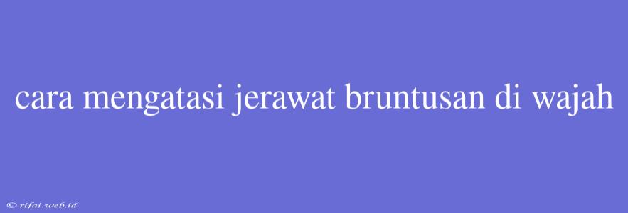 Cara Mengatasi Jerawat Bruntusan Di Wajah