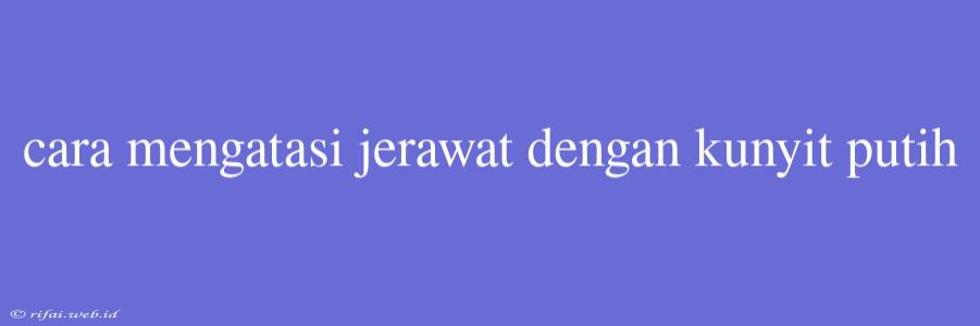 Cara Mengatasi Jerawat Dengan Kunyit Putih