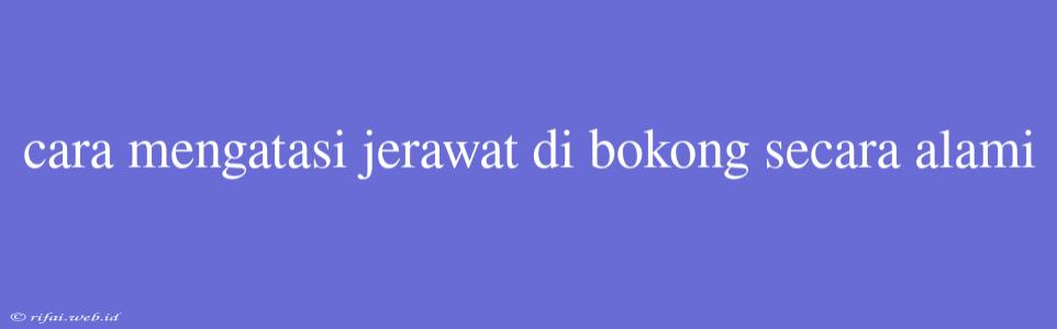 Cara Mengatasi Jerawat Di Bokong Secara Alami