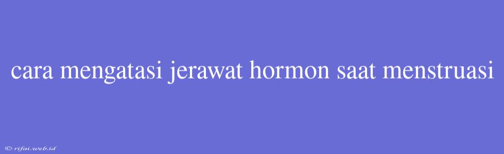 Cara Mengatasi Jerawat Hormon Saat Menstruasi