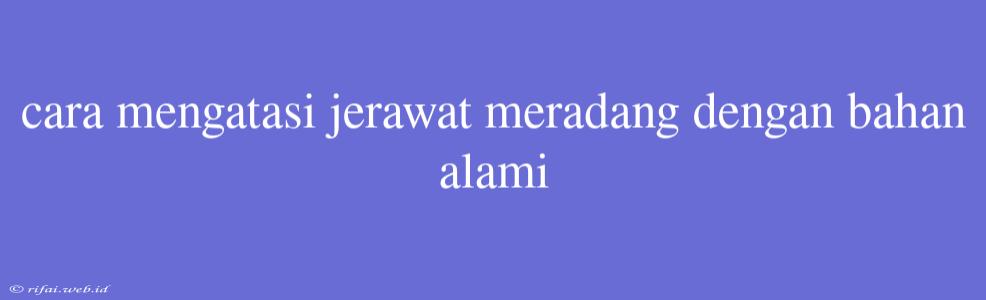 Cara Mengatasi Jerawat Meradang Dengan Bahan Alami