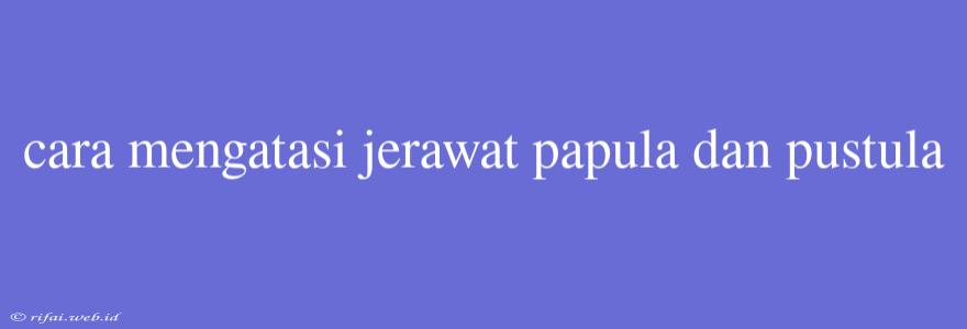 Cara Mengatasi Jerawat Papula Dan Pustula