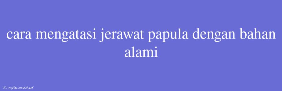 Cara Mengatasi Jerawat Papula Dengan Bahan Alami