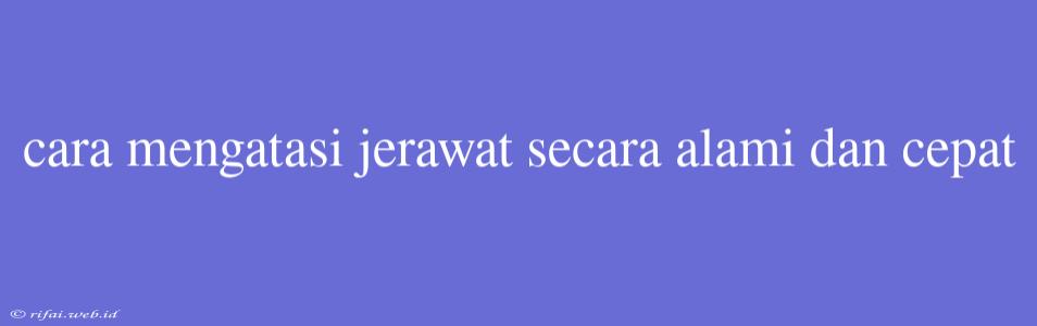 Cara Mengatasi Jerawat Secara Alami Dan Cepat