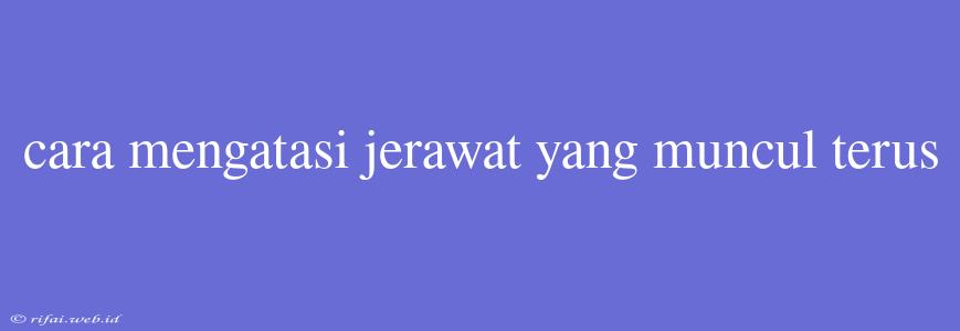 Cara Mengatasi Jerawat Yang Muncul Terus