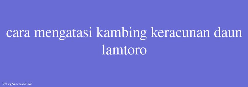 Cara Mengatasi Kambing Keracunan Daun Lamtoro