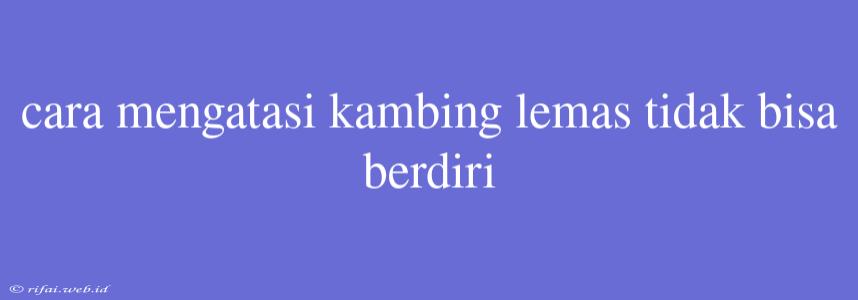 Cara Mengatasi Kambing Lemas Tidak Bisa Berdiri