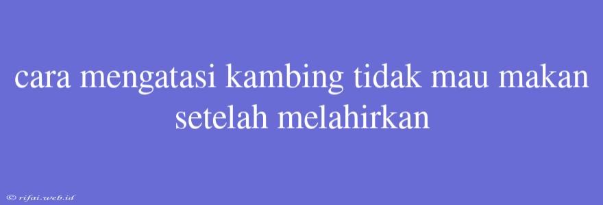 Cara Mengatasi Kambing Tidak Mau Makan Setelah Melahirkan